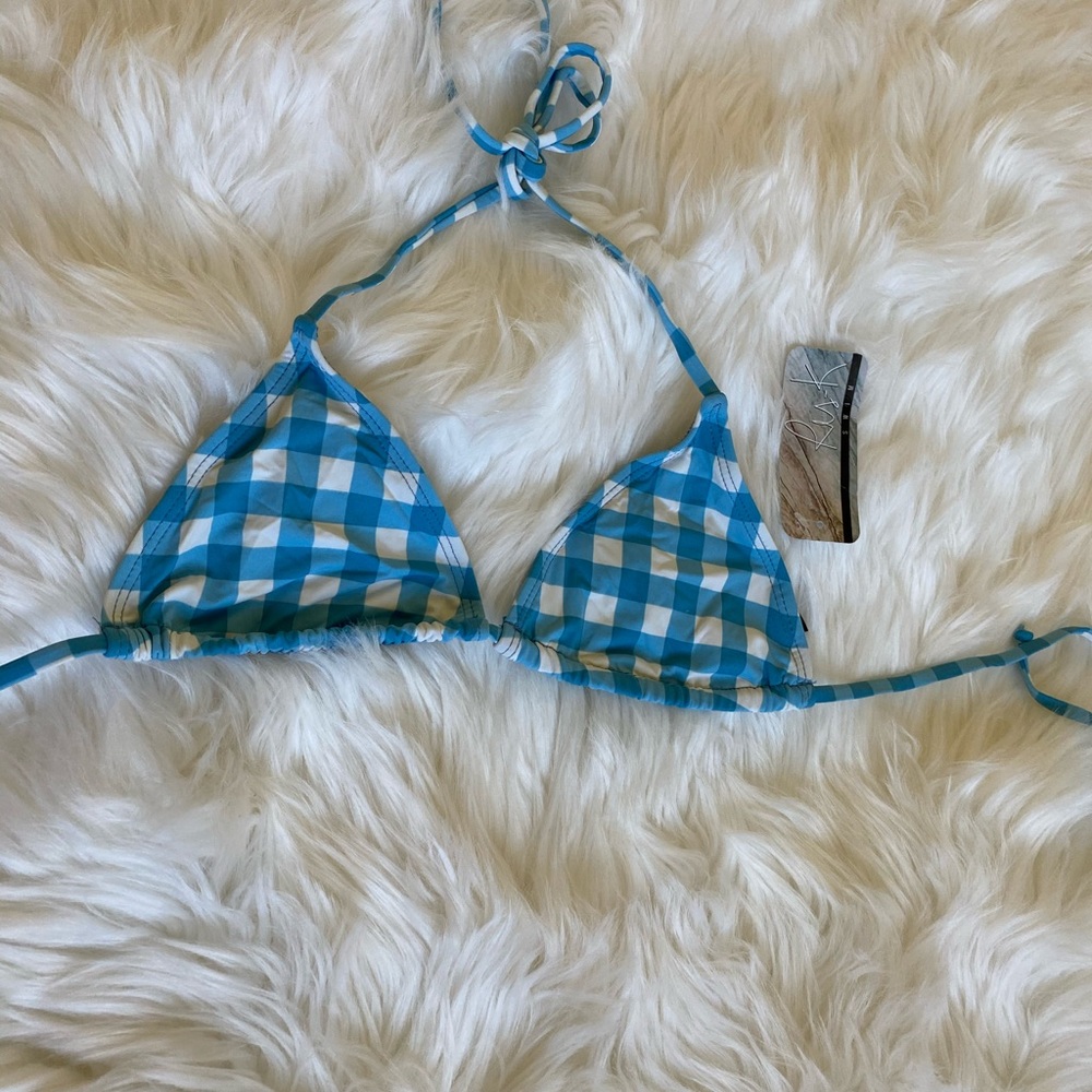 Plaid- blue Bikini top